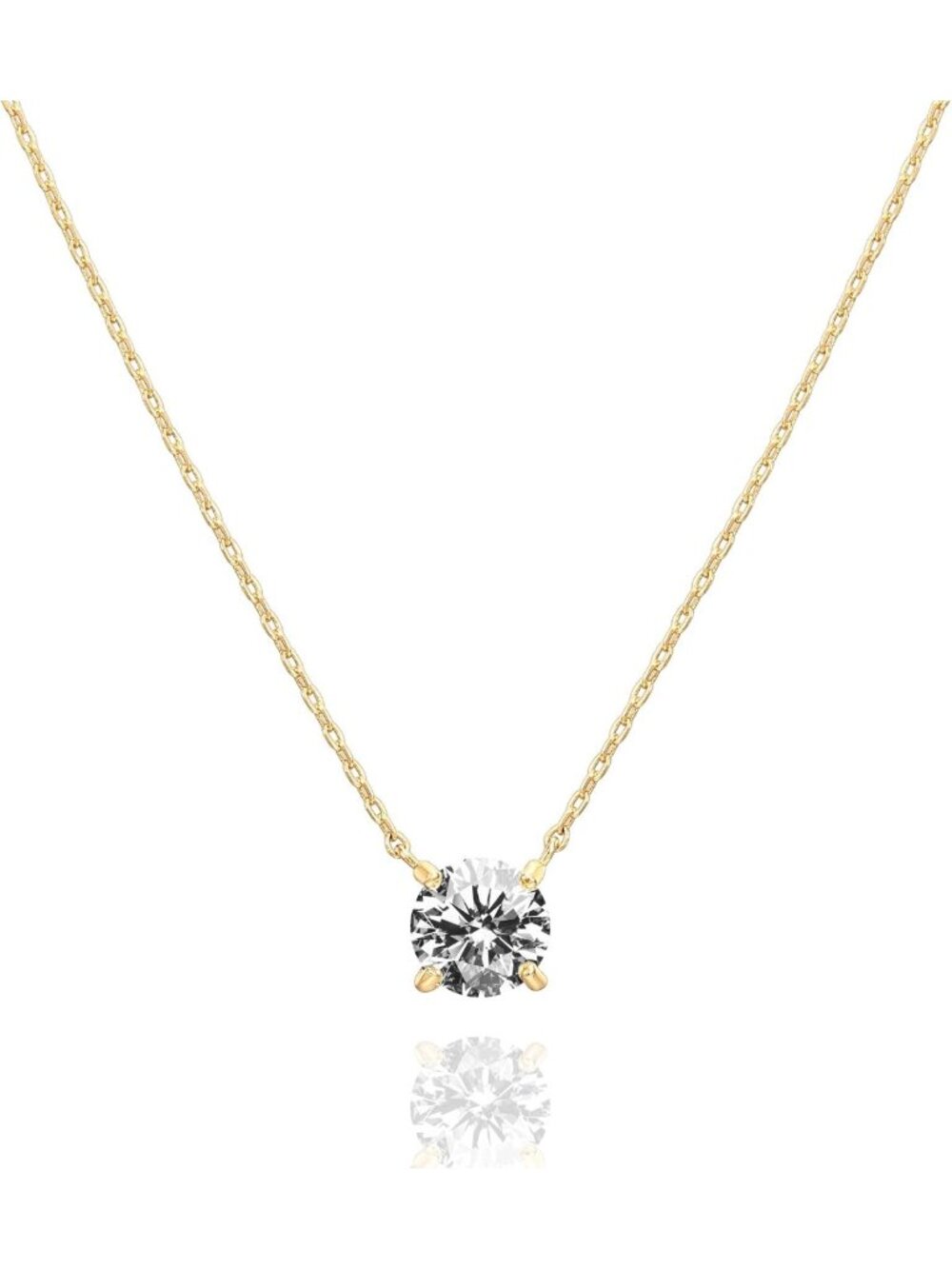 Dainty 14K Gold Plated Crystal Solitaire Choker Necklace | 1.5 Carat Cubic